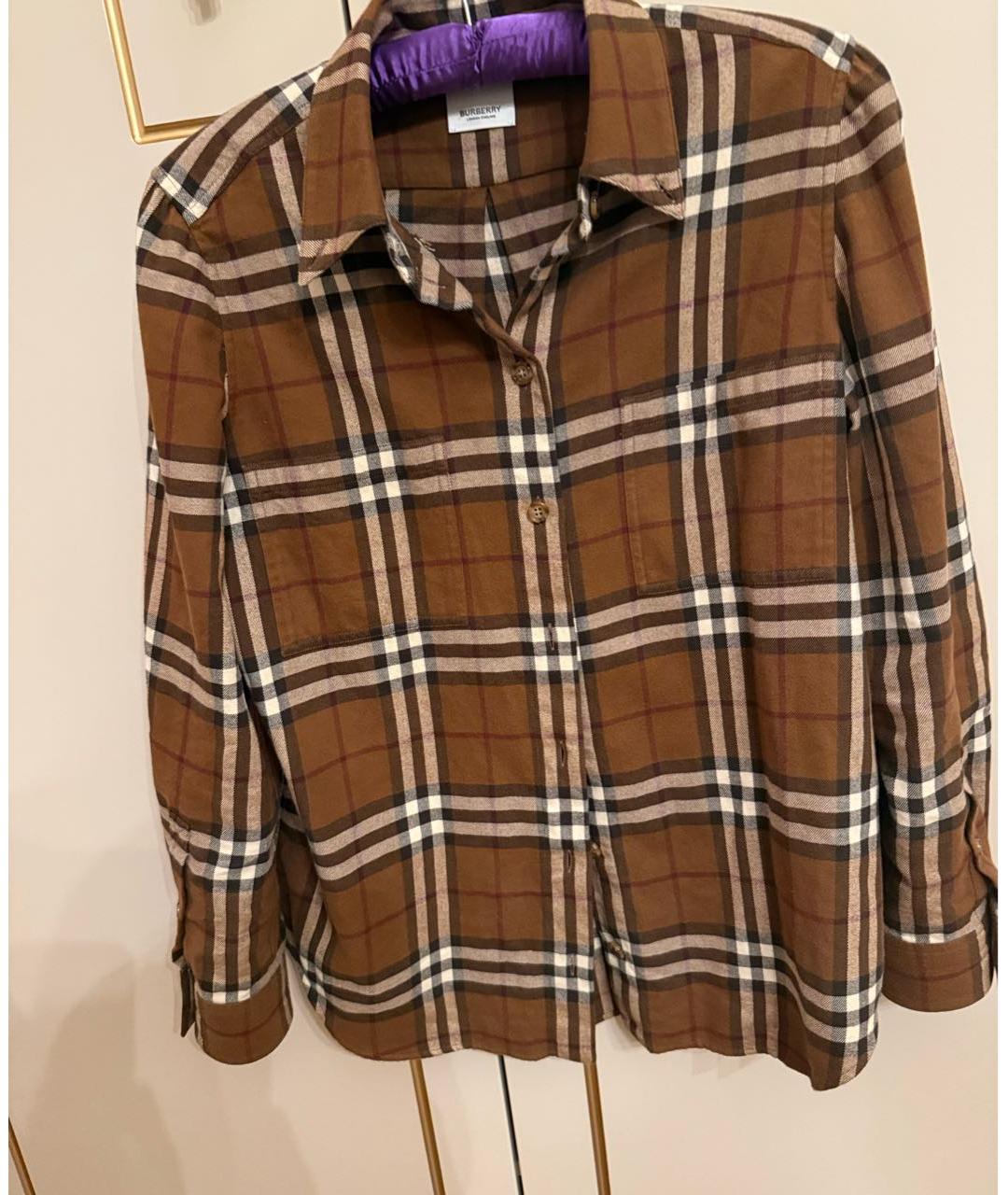 BURBERRY Коричневая хлопковая рубашка, фото 7