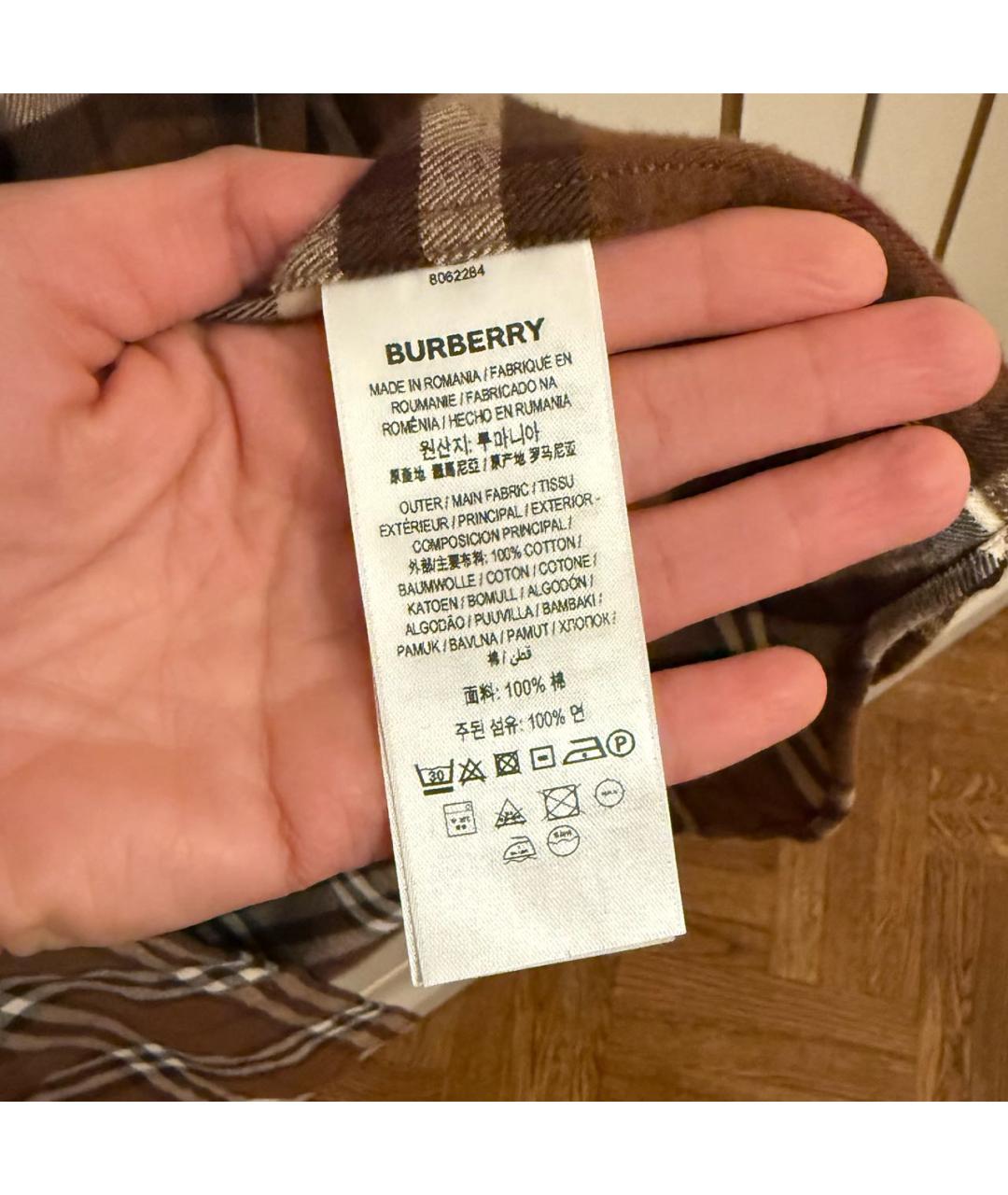 BURBERRY Коричневая хлопковая рубашка, фото 5