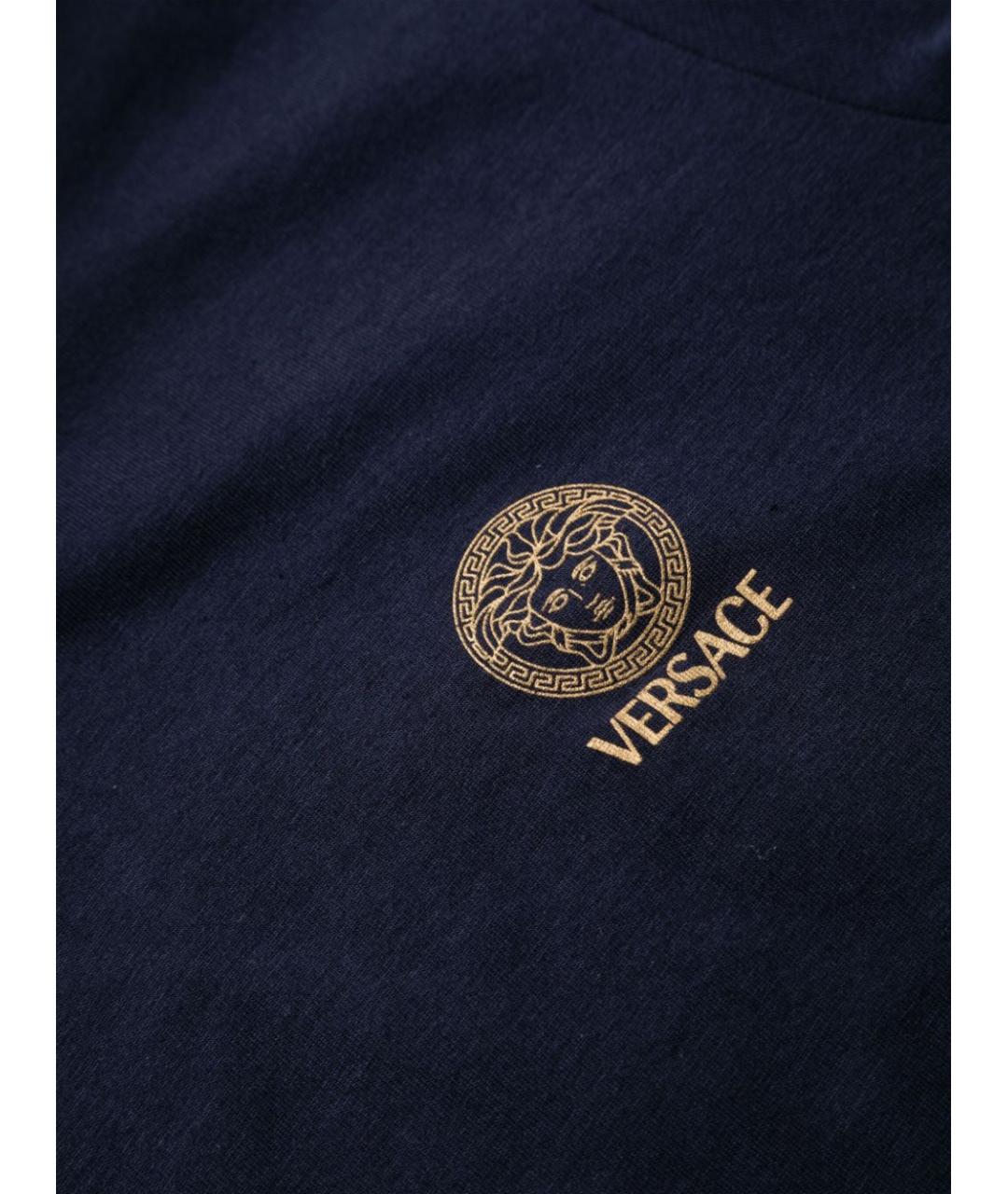 VERSACE Синяя хлопковая футболка, фото 3