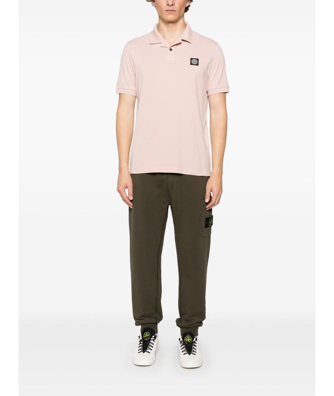 STONE ISLAND Розовое хлопковое поло с коротким рукавом, фото 2