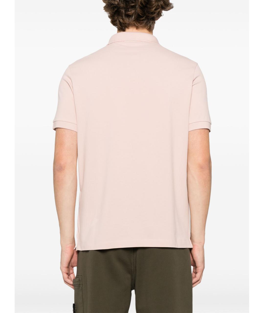 STONE ISLAND Розовое хлопковое поло с коротким рукавом, фото 3