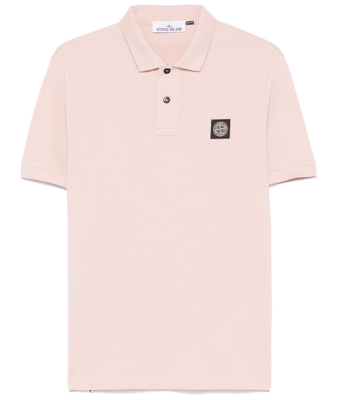 STONE ISLAND Розовое хлопковое поло с коротким рукавом, фото 1