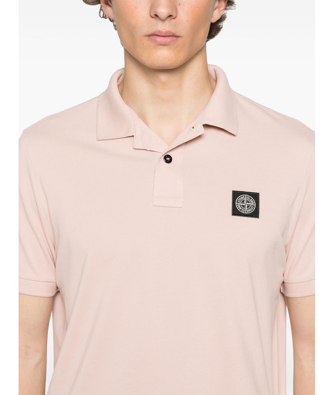 STONE ISLAND Розовое хлопковое поло с коротким рукавом, фото 4