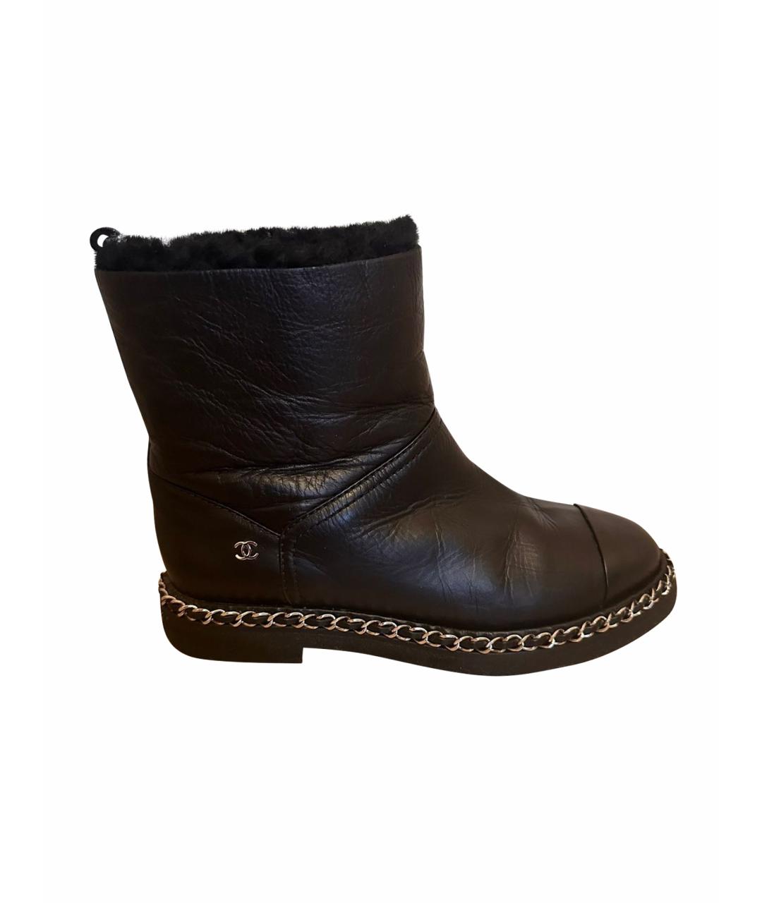 CHANEL Черные кожаные ботинки, фото 1