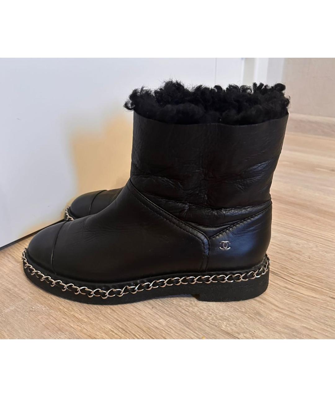 CHANEL Черные кожаные ботинки, фото 4