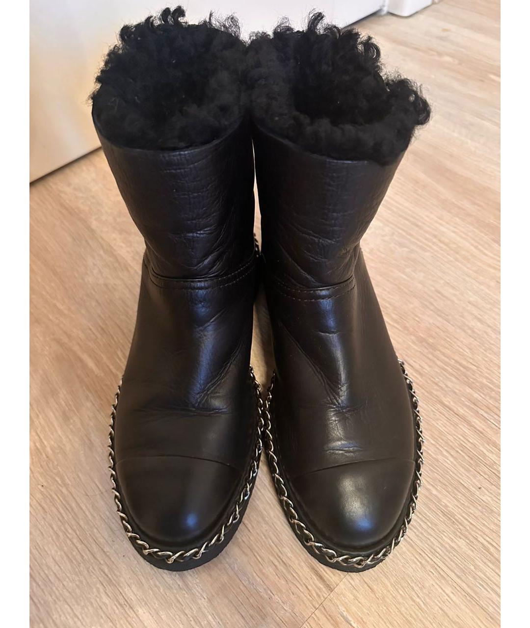 CHANEL Черные кожаные ботинки, фото 3