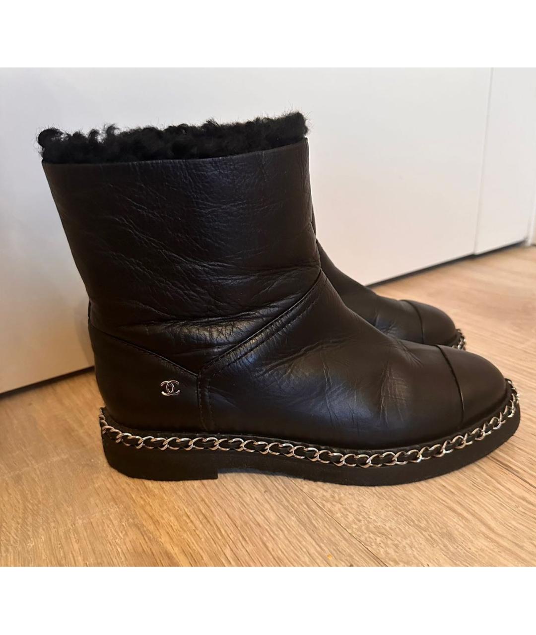 CHANEL Черные кожаные ботинки, фото 5
