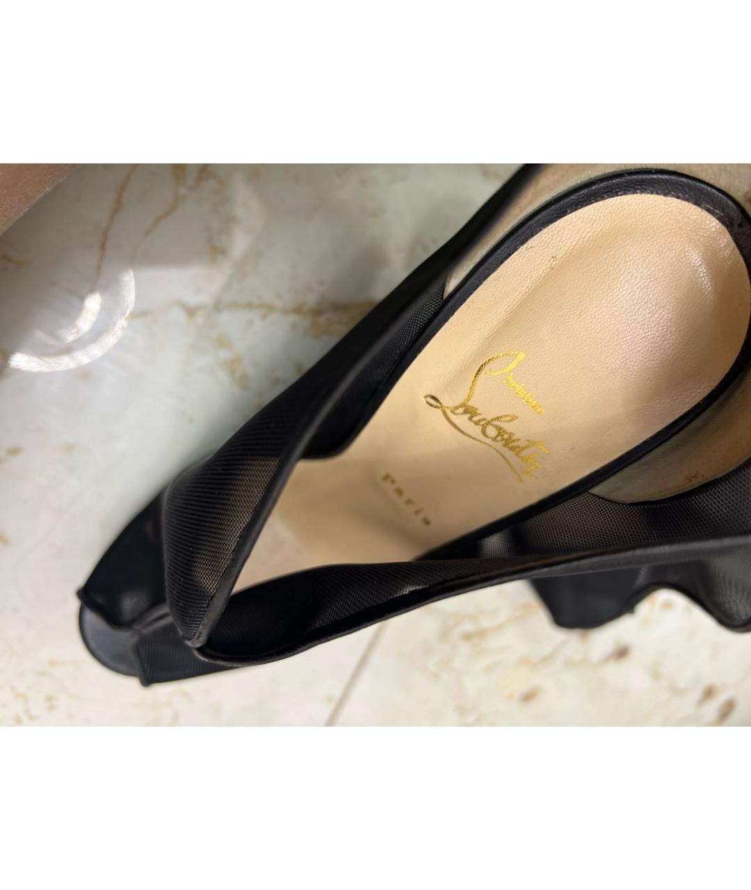 CHRISTIAN LOUBOUTIN Черные текстильные туфли, фото 5