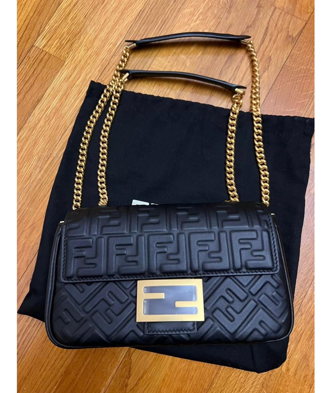 FENDI Черная кожаная сумка через плечо, фото 8