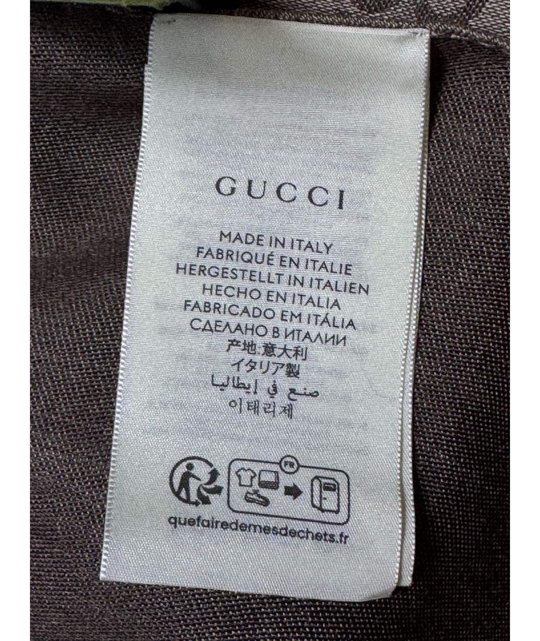 GUCCI Коричневый шерстяной шарф, фото 5