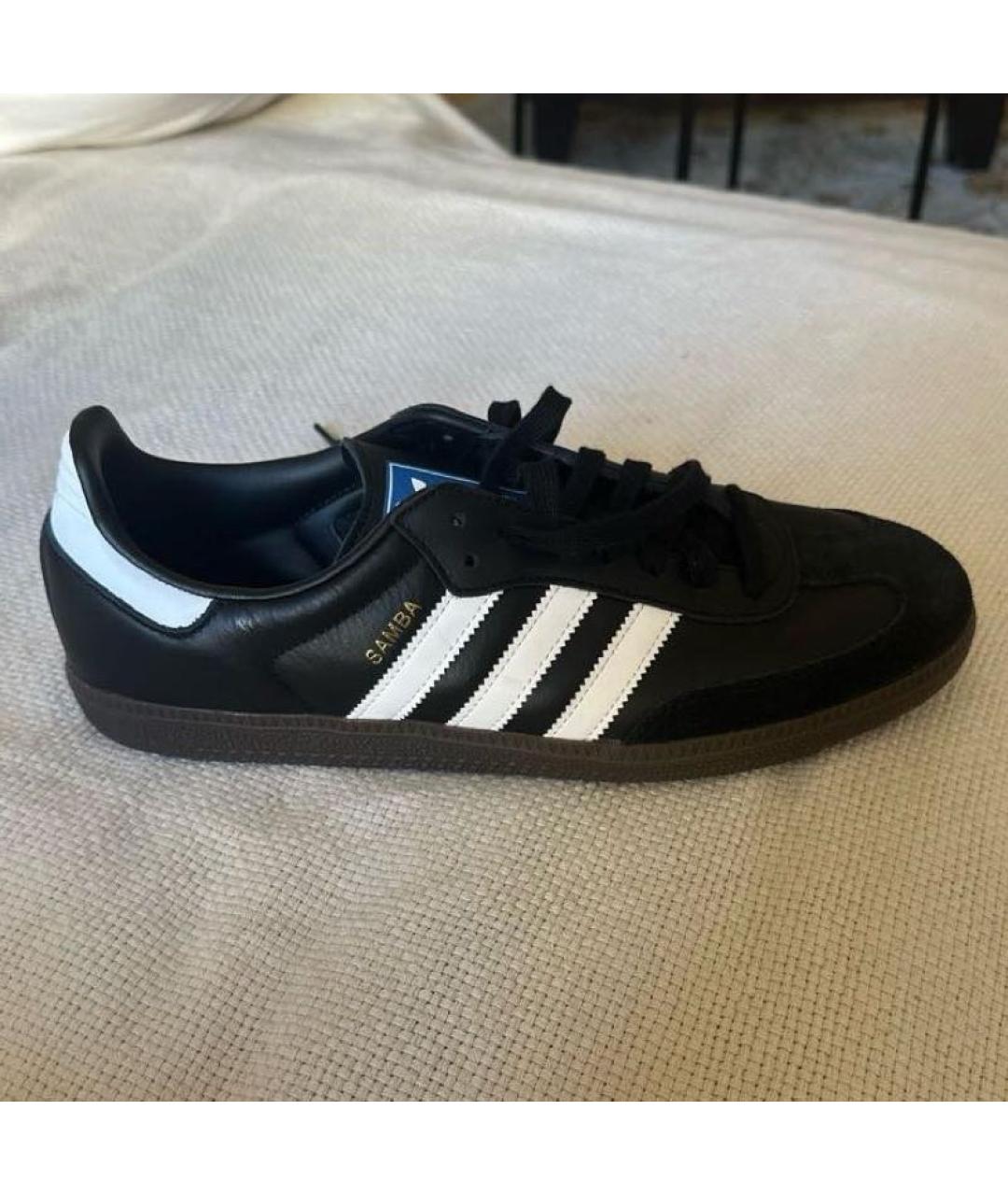 ADIDAS Черные кожаные низкие кроссовки / кеды, фото 2