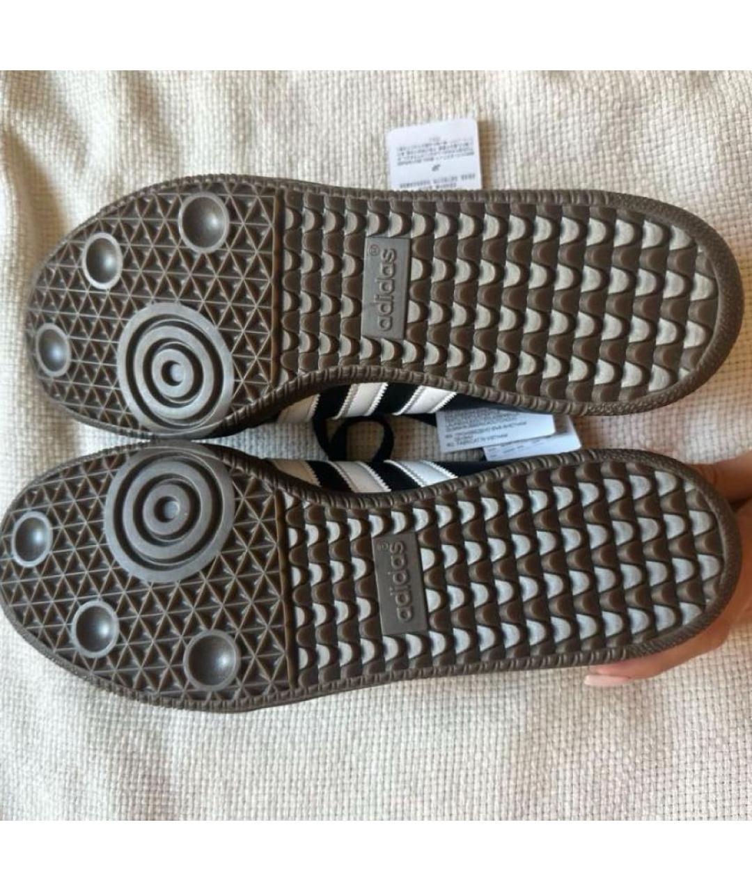 ADIDAS Черные кожаные низкие кроссовки / кеды, фото 3