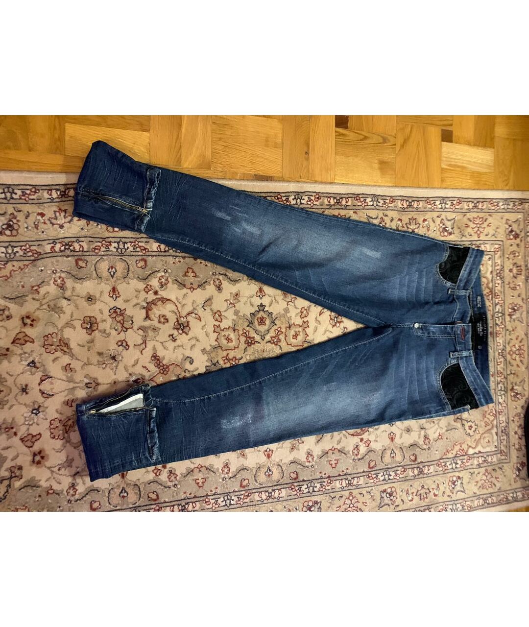 PHILIPP PLEIN Голубые хлопко-эластановые джинсы слим, фото 7