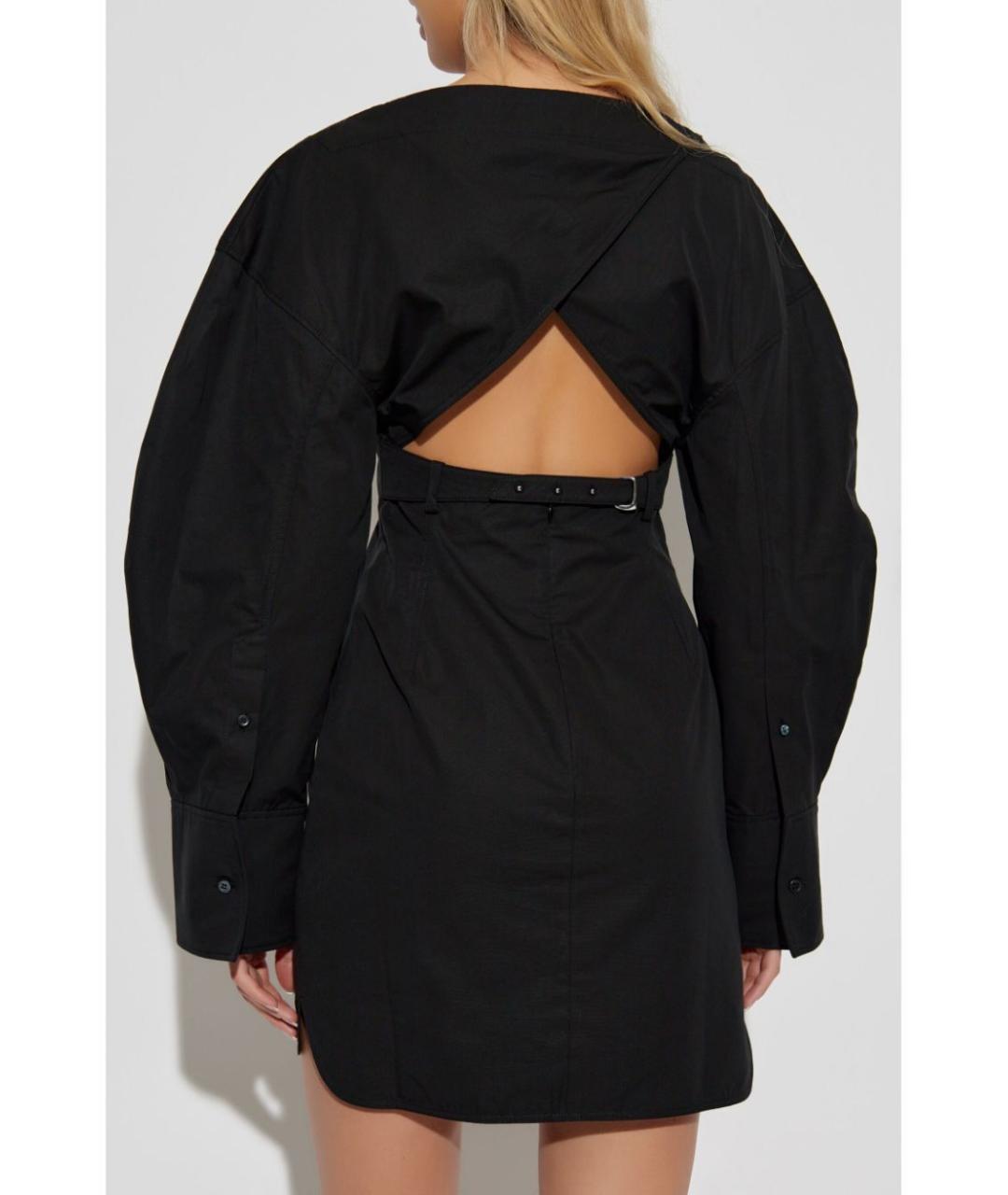 JACQUEMUS Черное хлопковое коктейльное платье, фото 3