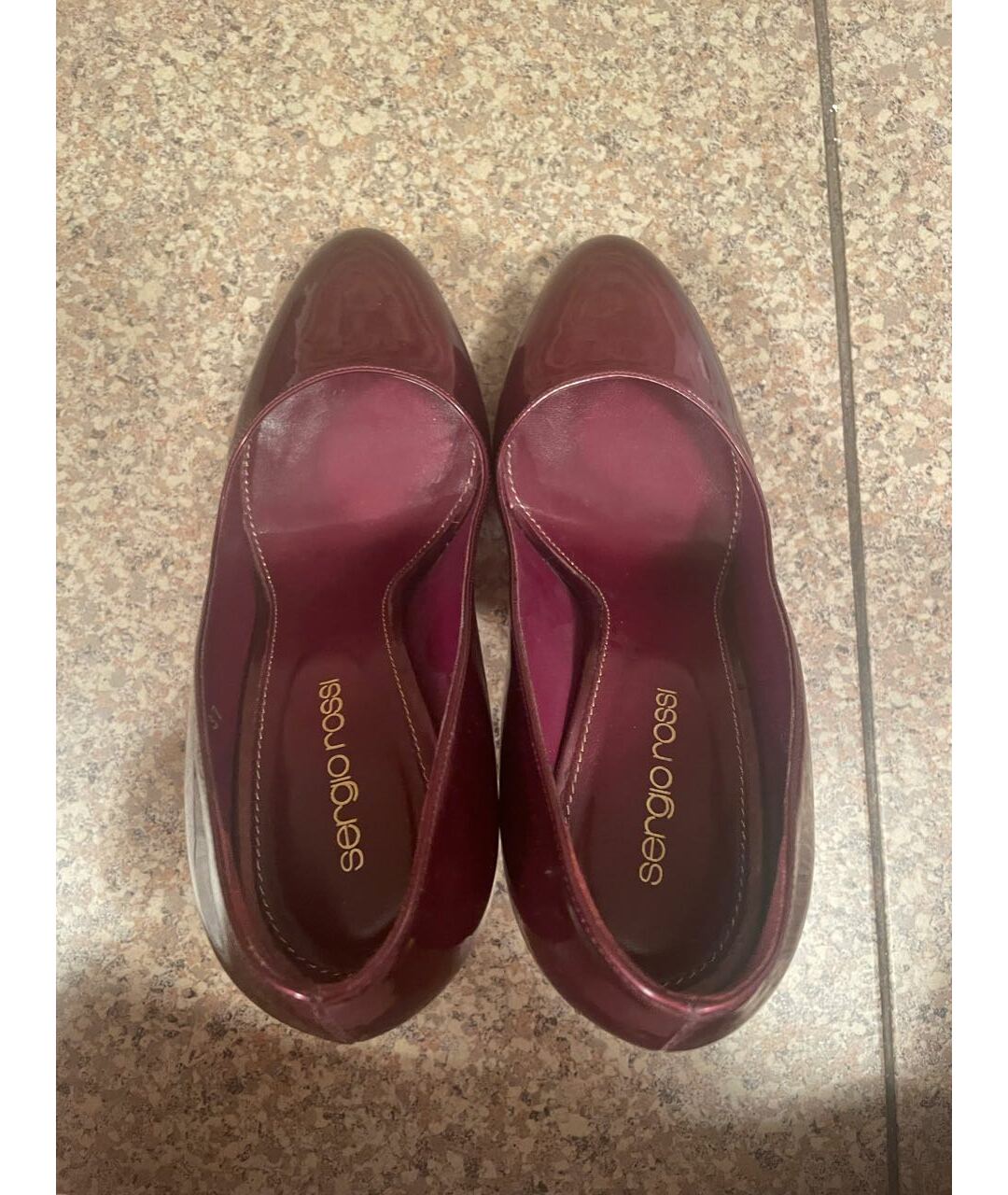 SERGIO ROSSI Бордовые туфли из лакированной кожи, фото 3