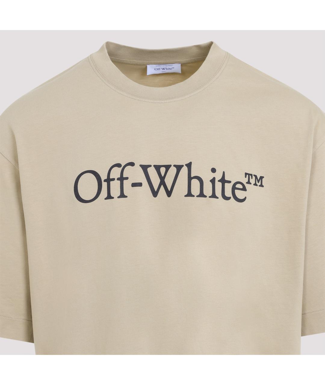 OFF-WHITE Бежевая хлопковая футболка, фото 4