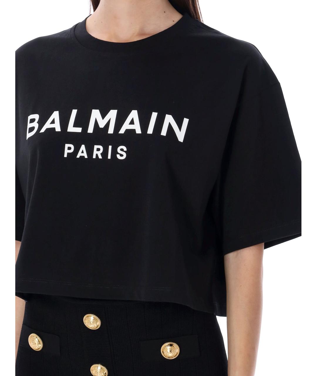 BALMAIN Черная хлопковая футболка, фото 3
