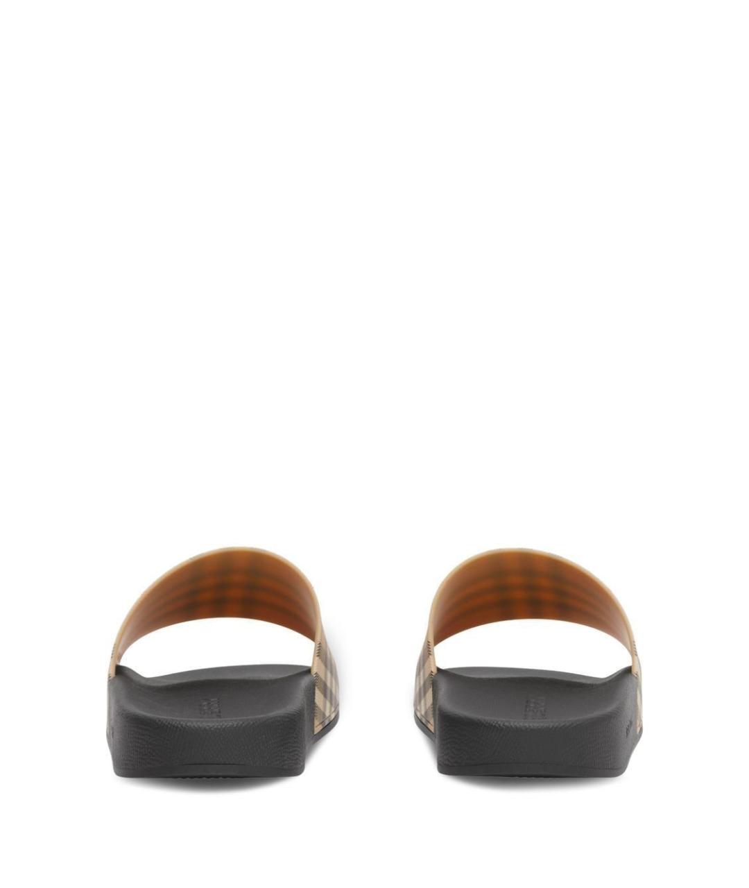 BURBERRY Бежевые резиновые шлепанцы, фото 2