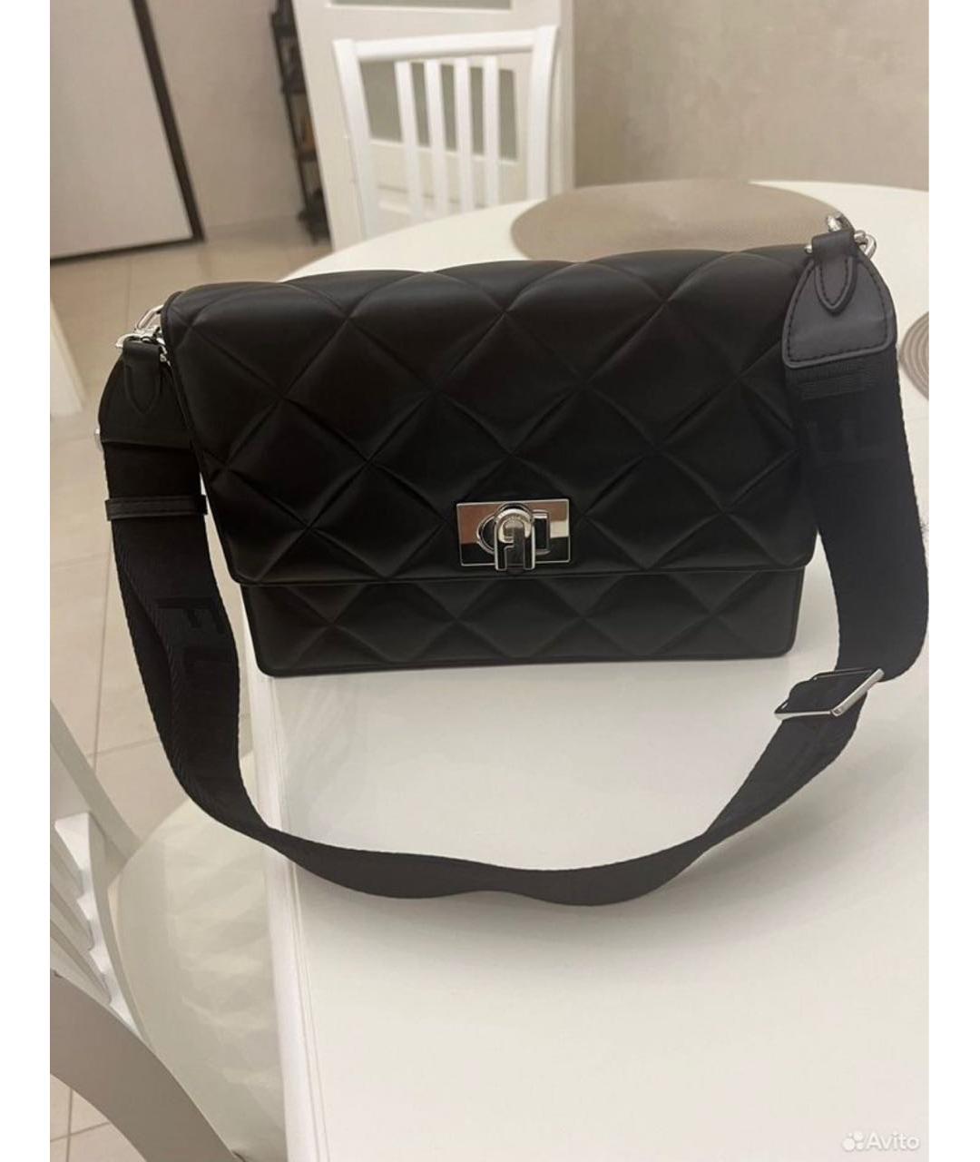 FURLA Черная кожаная сумка через плечо, фото 6