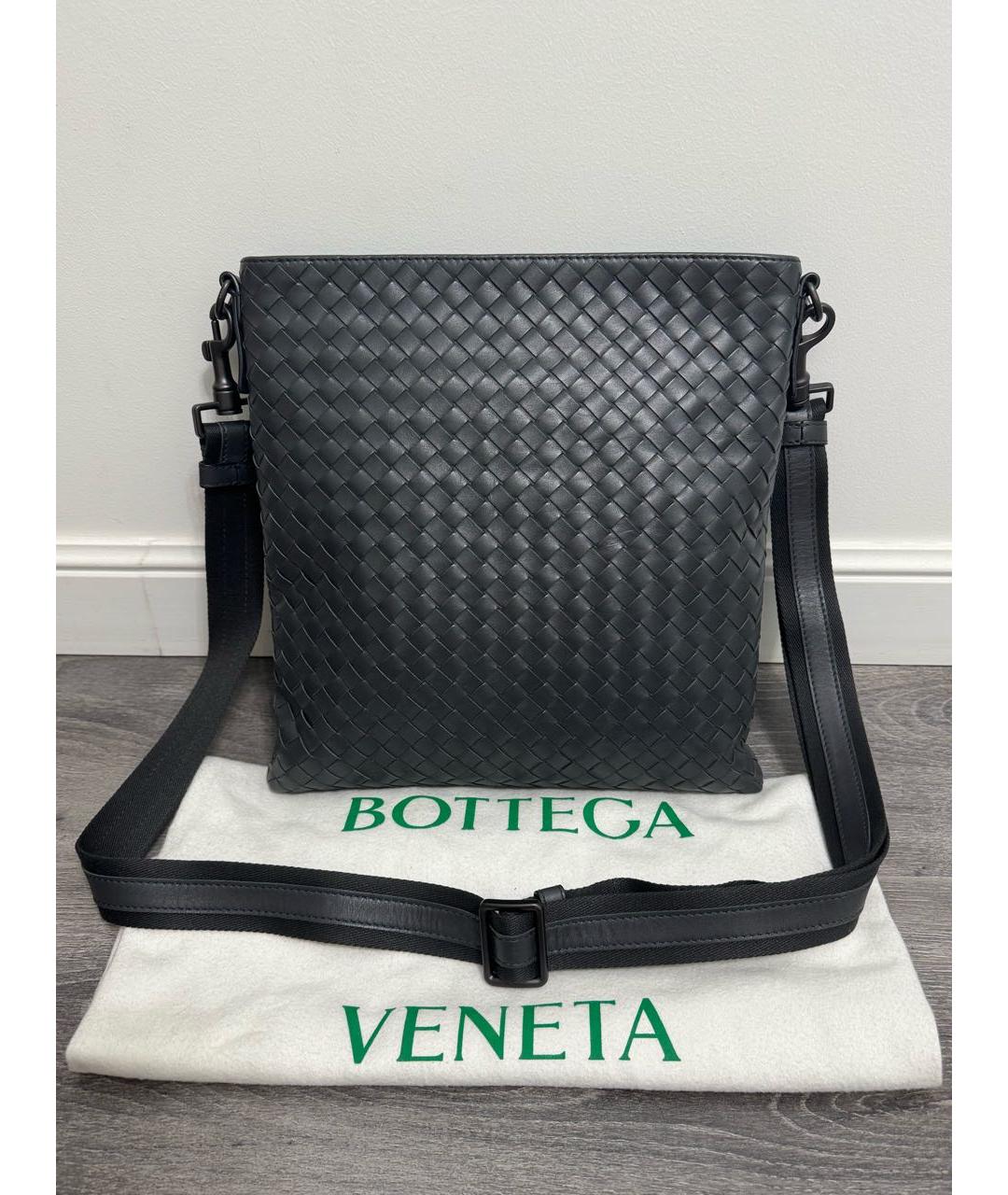 BOTTEGA VENETA Антрацитовая кожаная сумка на плечо, фото 9