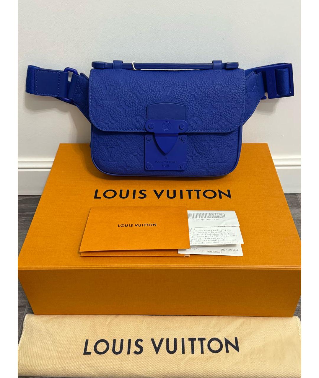 LOUIS VUITTON Синяя кожаная поясная сумка, фото 9