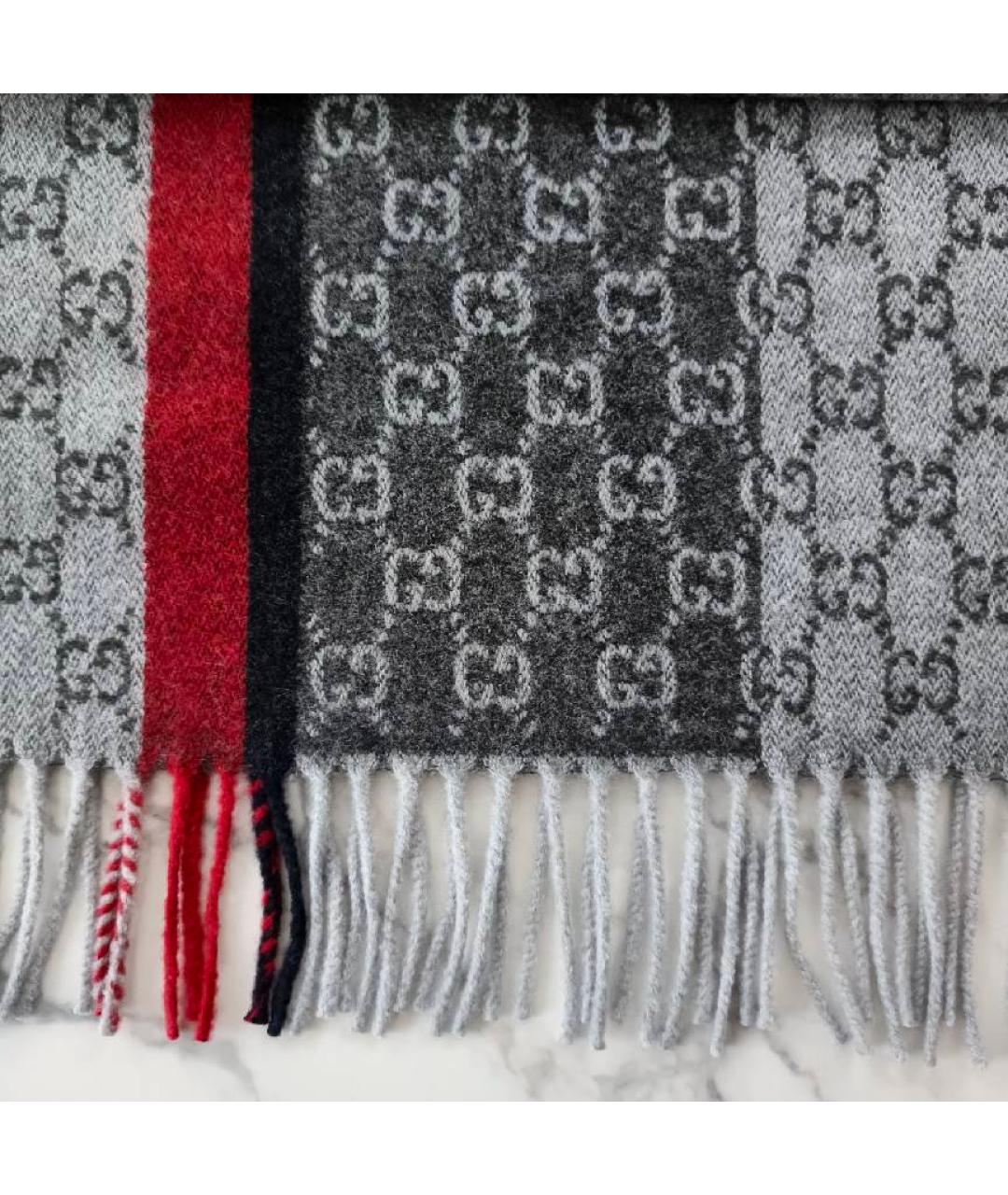 GUCCI Серый кашемировый шарф, фото 5