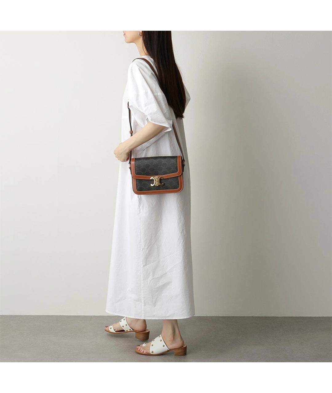 CELINE Коричневая кожаная сумка через плечо, фото 7