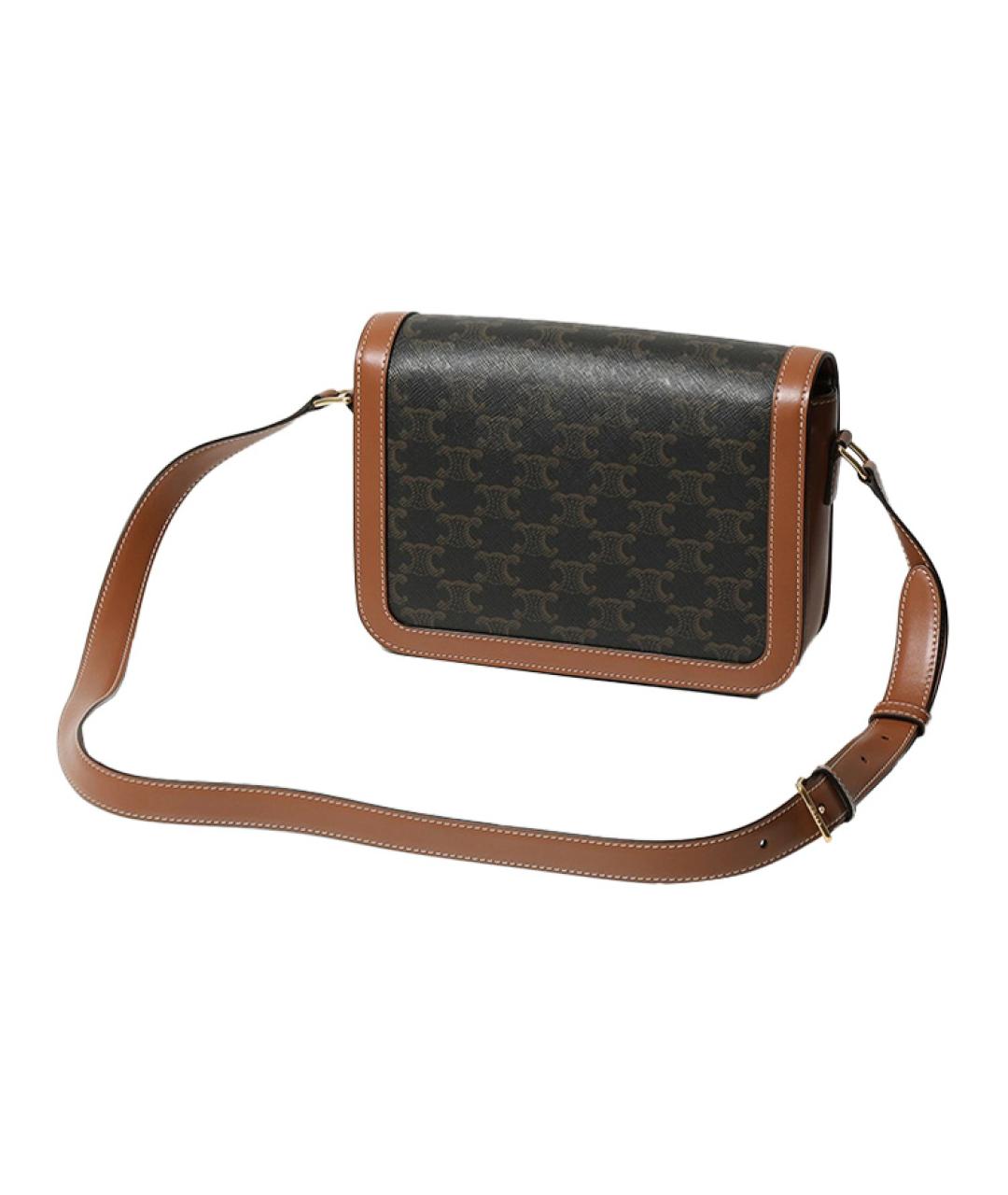 CELINE Коричневая кожаная сумка через плечо, фото 4