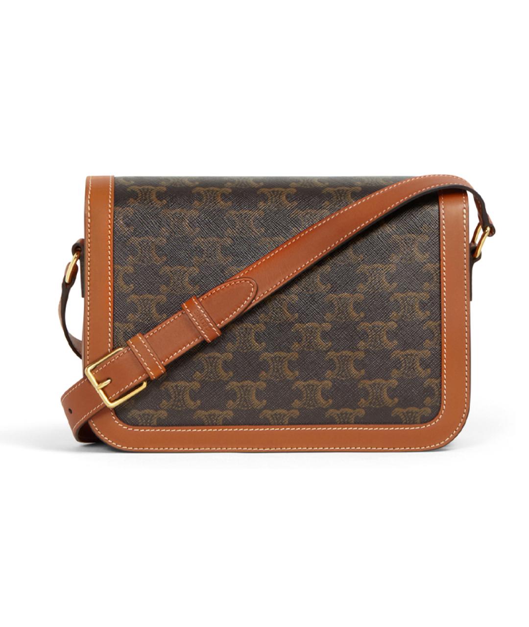 CELINE Коричневая кожаная сумка через плечо, фото 3