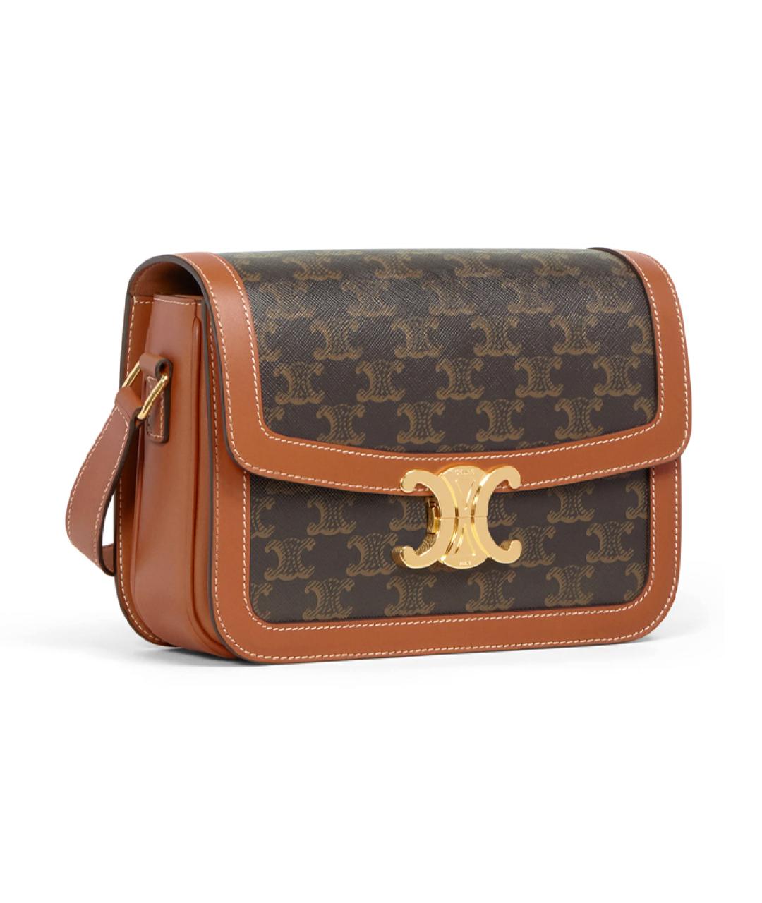 CELINE Коричневая кожаная сумка через плечо, фото 2