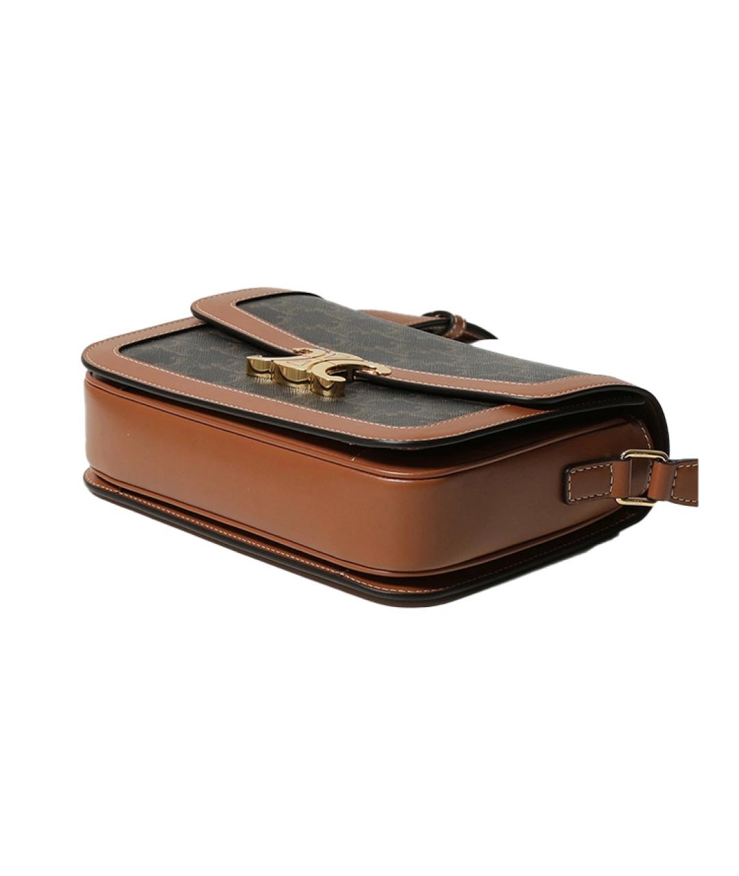 CELINE Коричневая кожаная сумка через плечо, фото 5