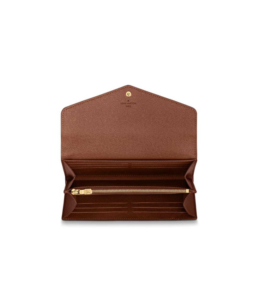 LOUIS VUITTON Коричневый кожаный кошелек, фото 3