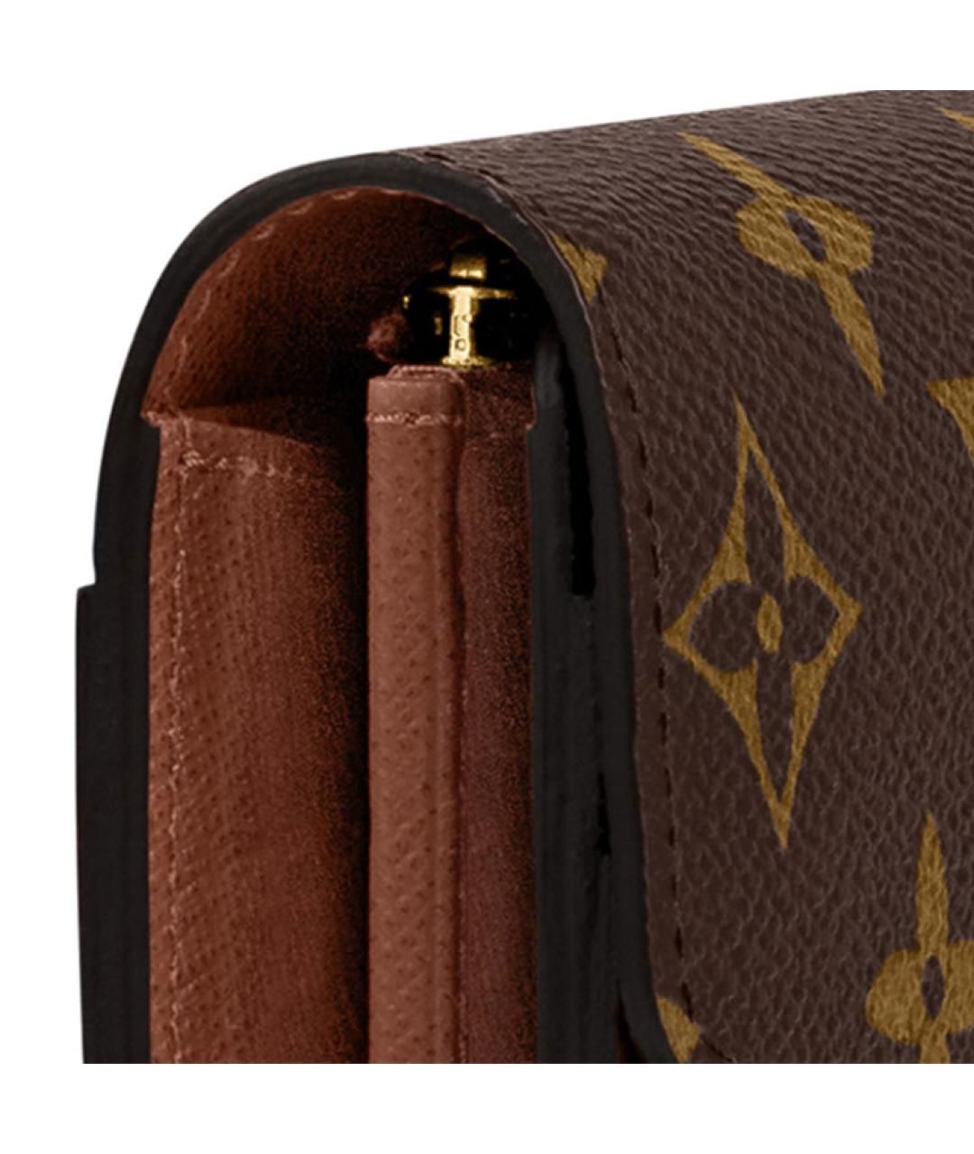 LOUIS VUITTON Коричневый кожаный кошелек, фото 5