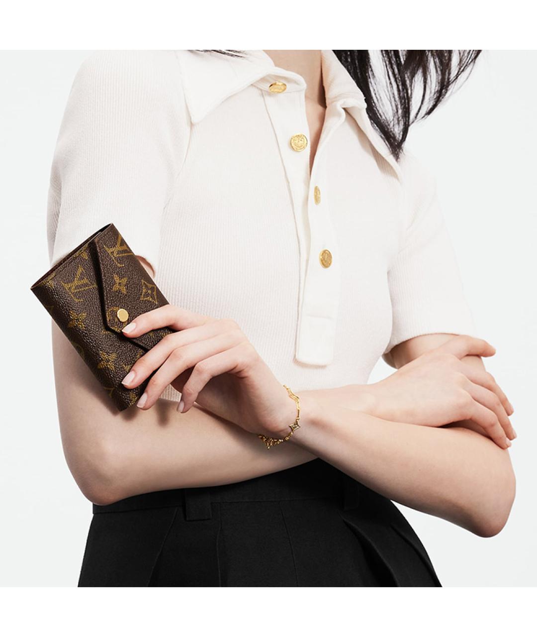 LOUIS VUITTON Коричневый кожаный кошелек, фото 7