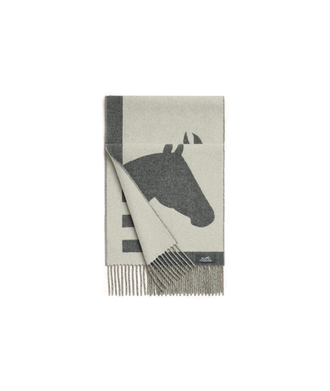 HERMES Серый кашемировый шарф, фото 1