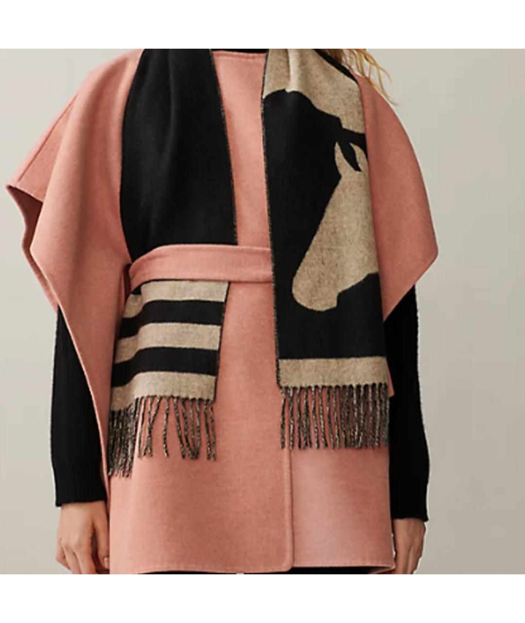 HERMES Черный кашемировый шарф, фото 2