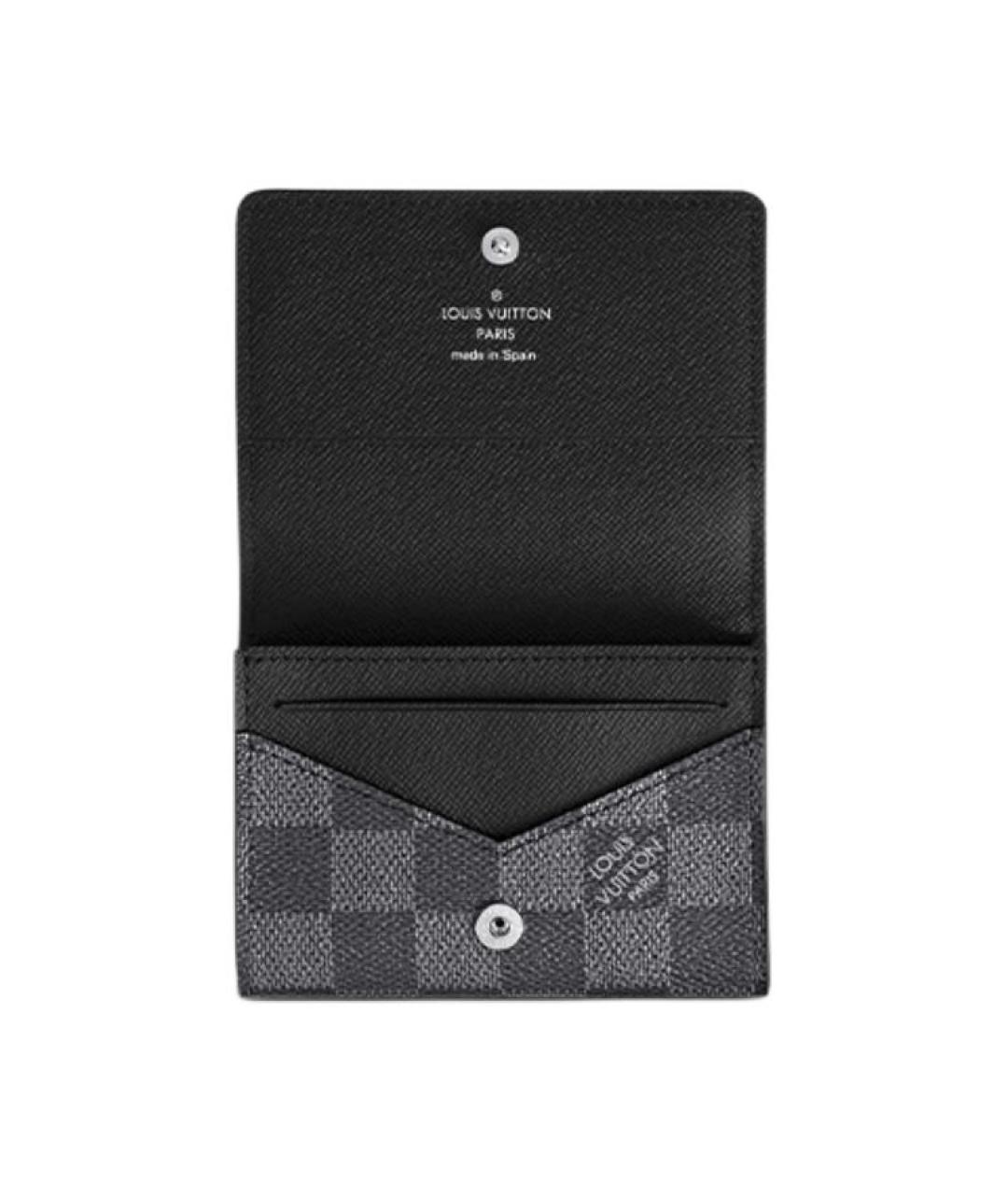 LOUIS VUITTON Серый кожаный кардхолдер, фото 4