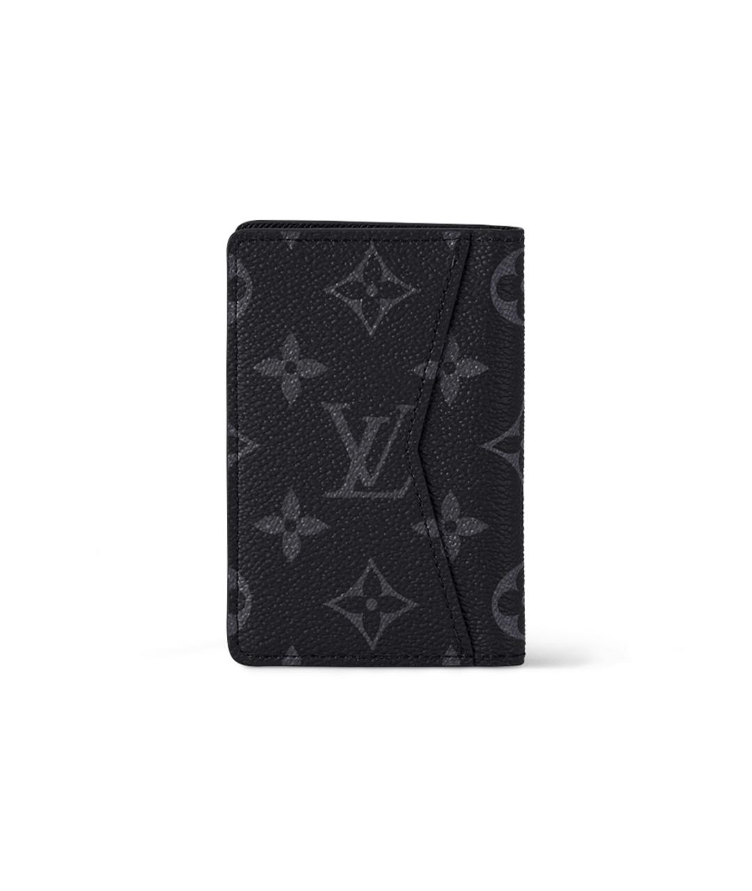 LOUIS VUITTON Черный кожаный кошелек, фото 3