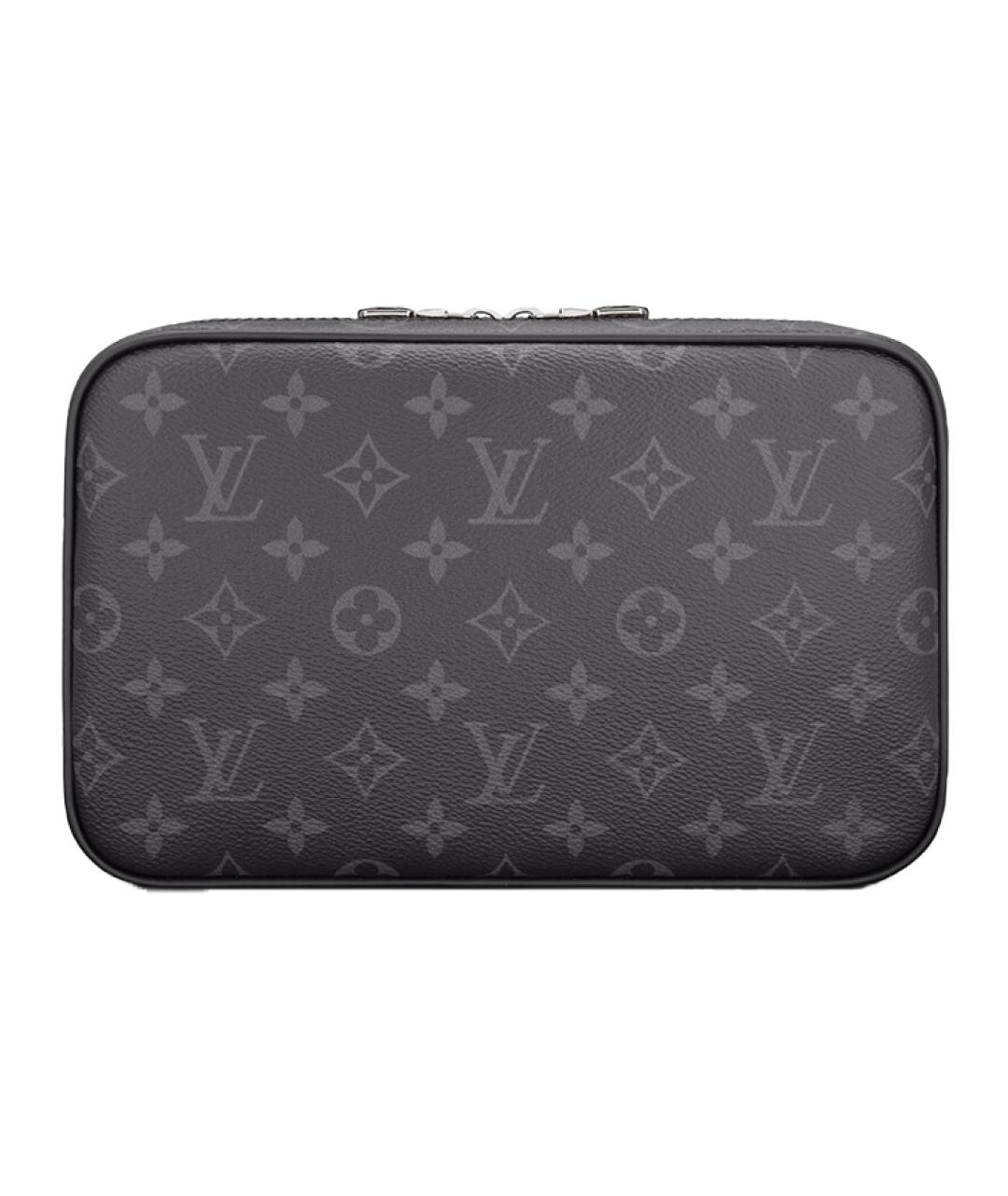 LOUIS VUITTON Черная кожаная косметичка, фото 3