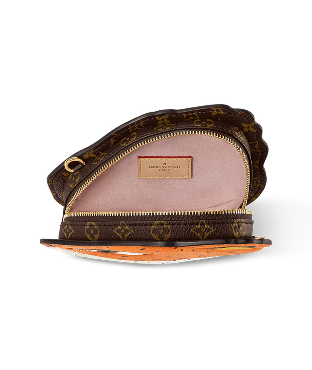 LOUIS VUITTON Оранжевый кожаный кошелек, фото 3