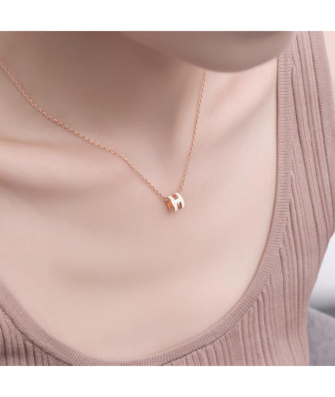 HERMES Белая металлическая подвеска, фото 4