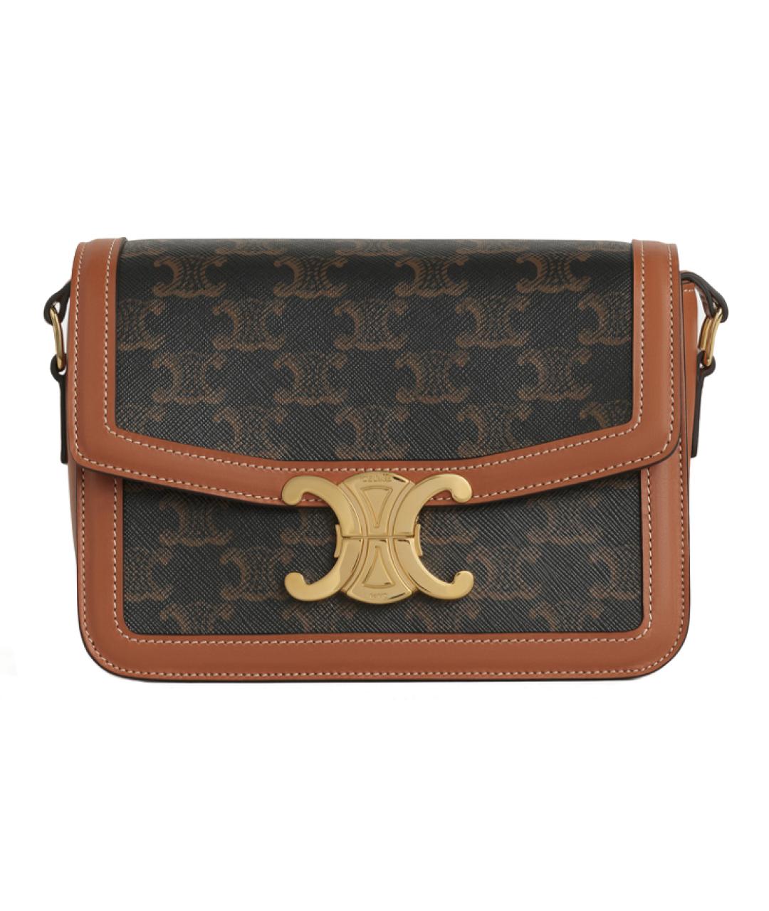 CELINE Коричневая кожаная сумка через плечо, фото 1