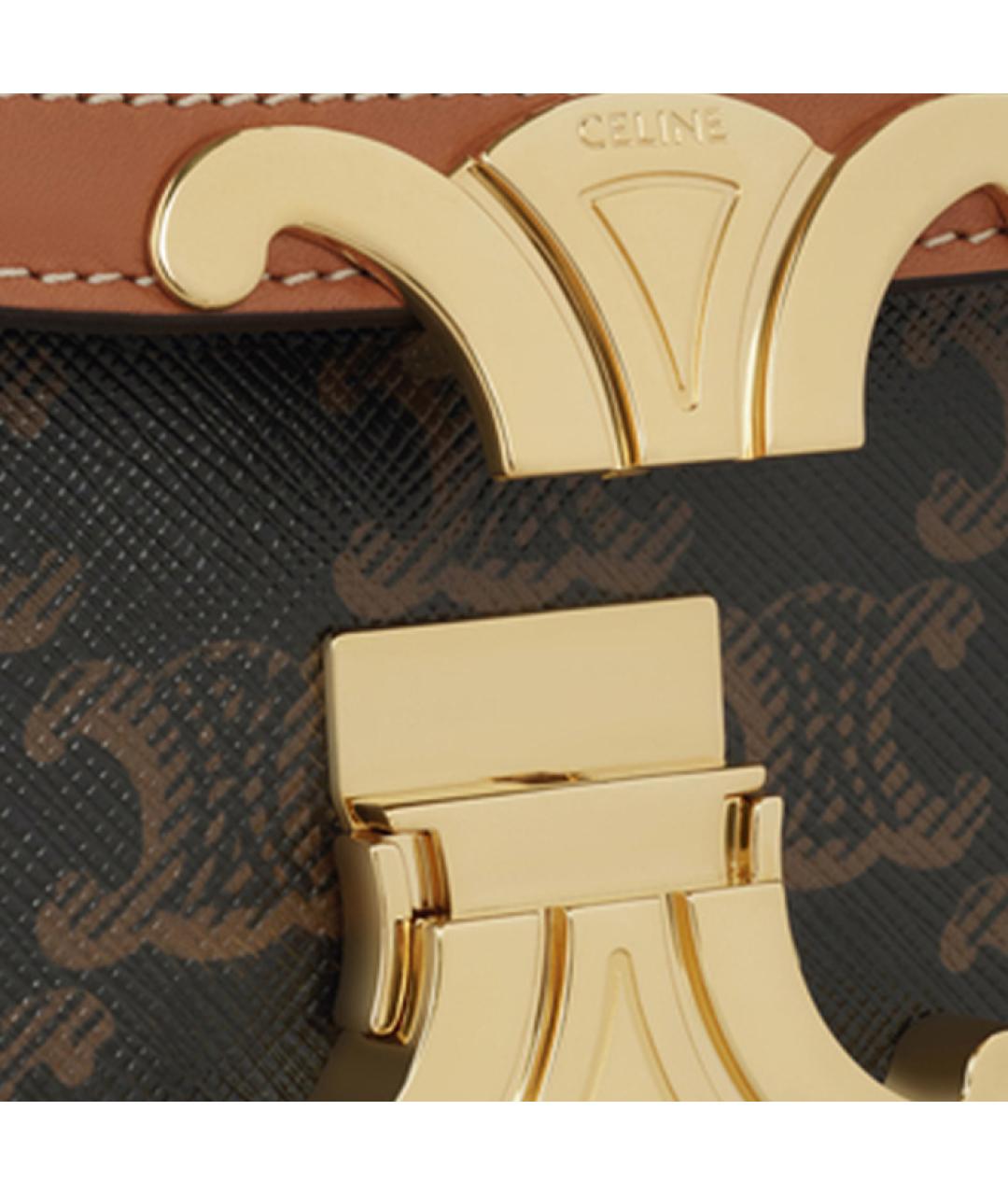 CELINE Коричневая кожаная сумка через плечо, фото 4