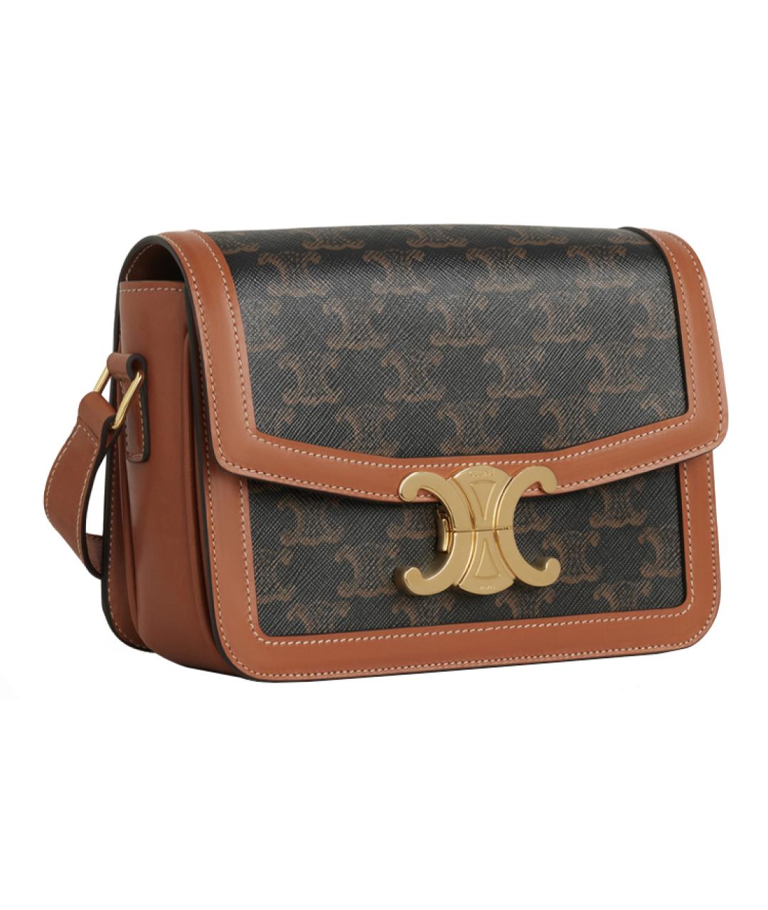 CELINE Коричневая кожаная сумка через плечо, фото 2