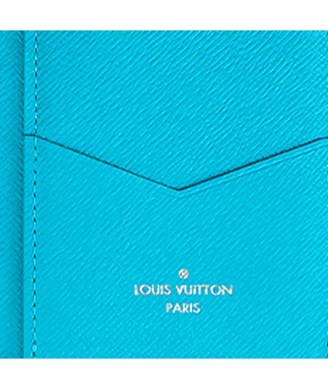 LOUIS VUITTON Голубой кожаный кошелек, фото 6
