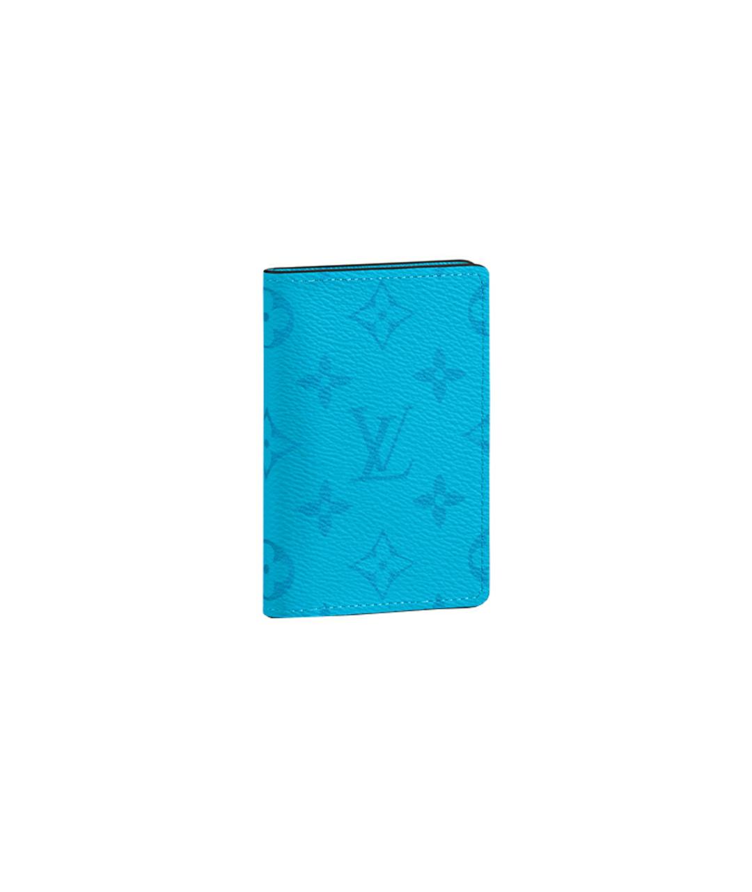 LOUIS VUITTON Голубой кожаный кошелек, фото 2