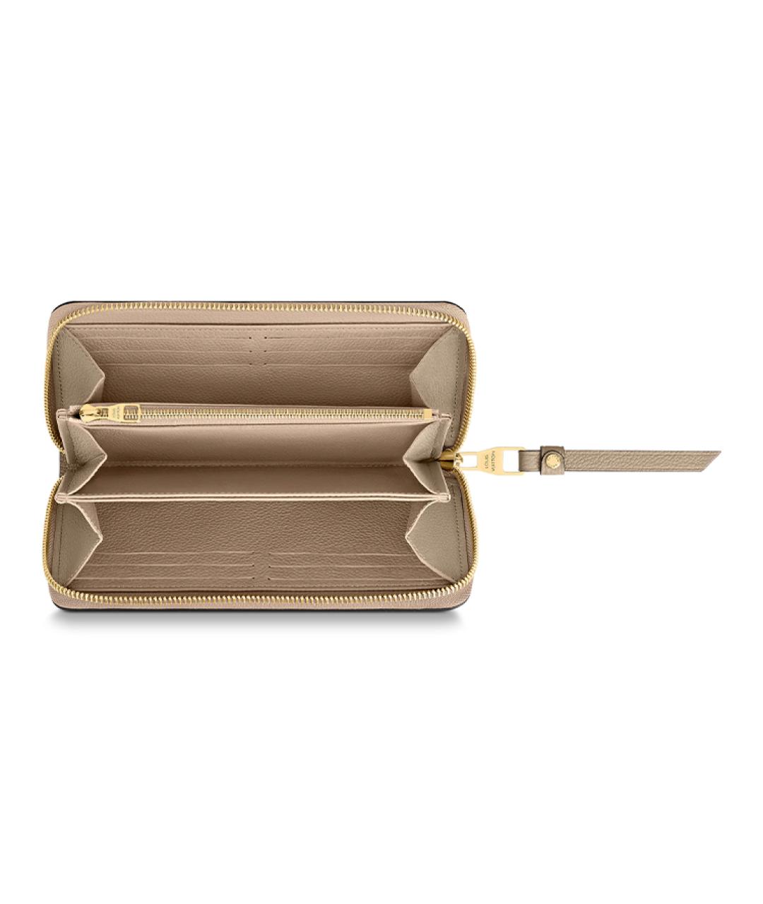 LOUIS VUITTON Бежевый кожаный кошелек, фото 4