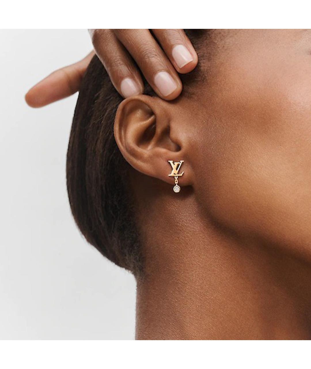 LOUIS VUITTON Золотые металлические серьги, фото 2
