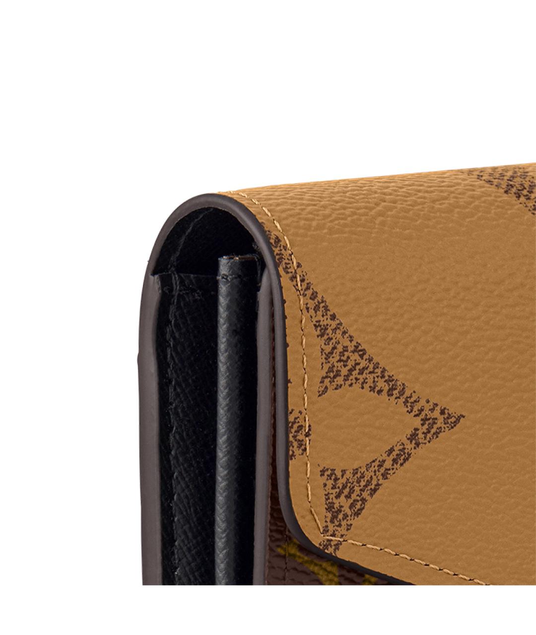 LOUIS VUITTON Коричневый кожаный кошелек, фото 5