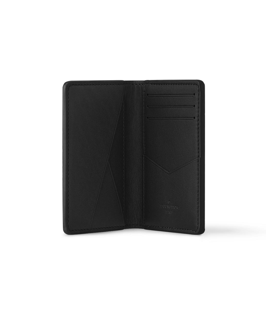 LOUIS VUITTON Черный кожаный кошелек, фото 4